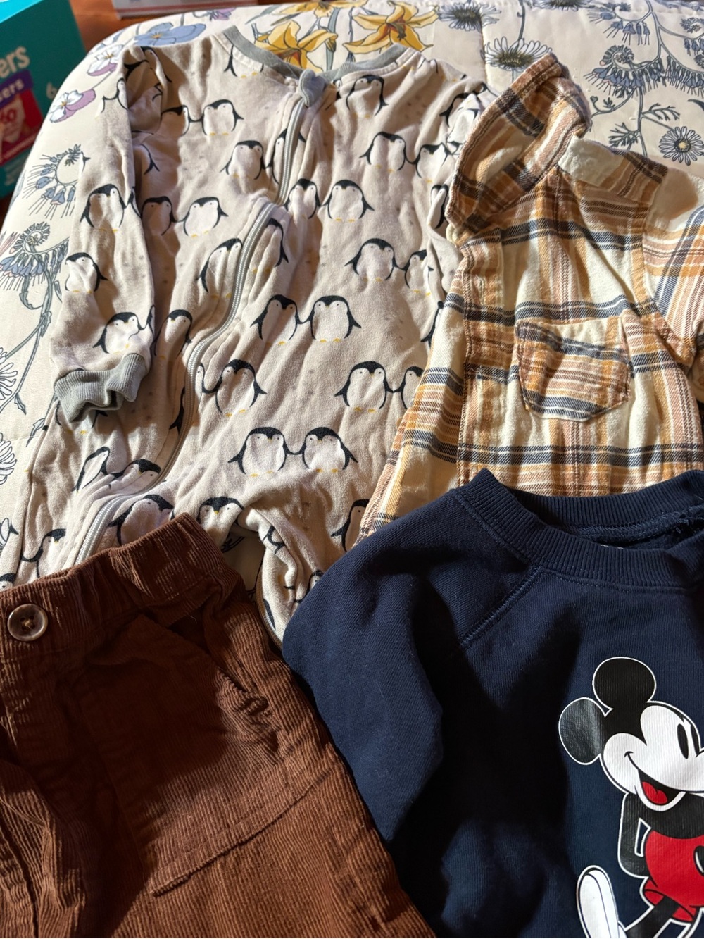 Disney Navy Mickey Sweatshirt & Brown Corduroy Kids Outfit